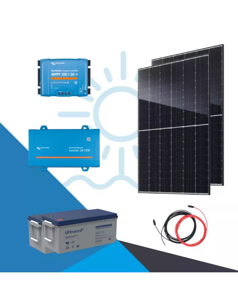 Kit solaire autonome 900Wc-4800Wh-1200VA Multiplus - APB Energy