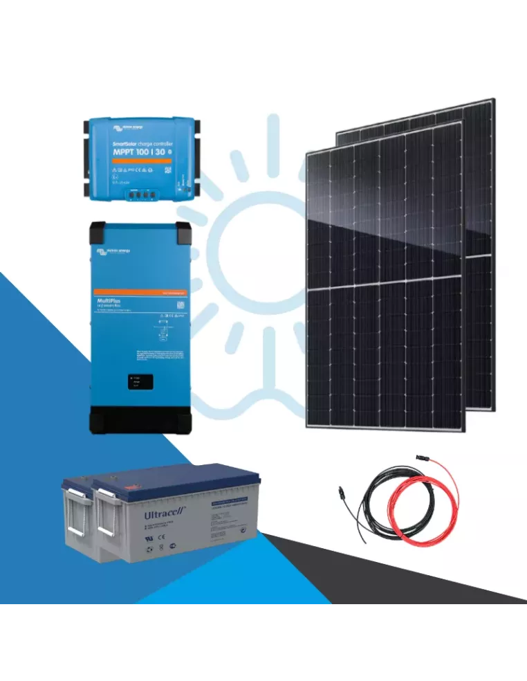 Kit solaire autonome 900Wc-4800Wh-2000VA Multiplus - APB Energy
