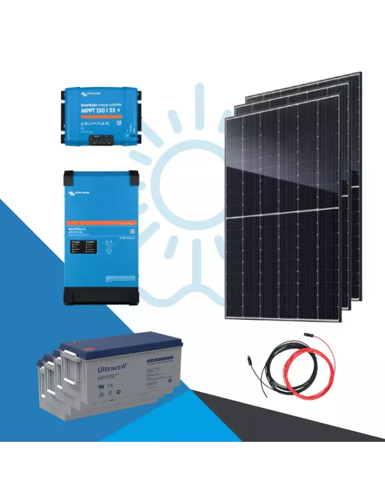 Kit solaire autonome 1350Wc-9600Wh-3000VA Multiplus - APB Energy