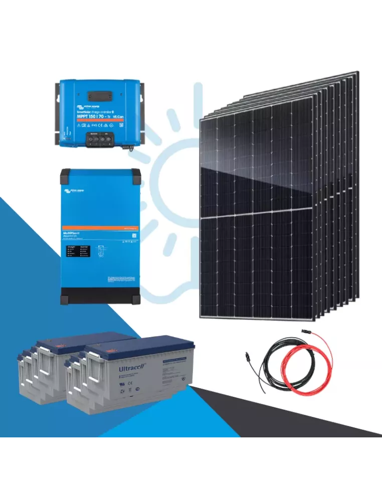 Kit solaire autonome 4050Wc-19200Wh-5000VA Multiplus - APB Energy
