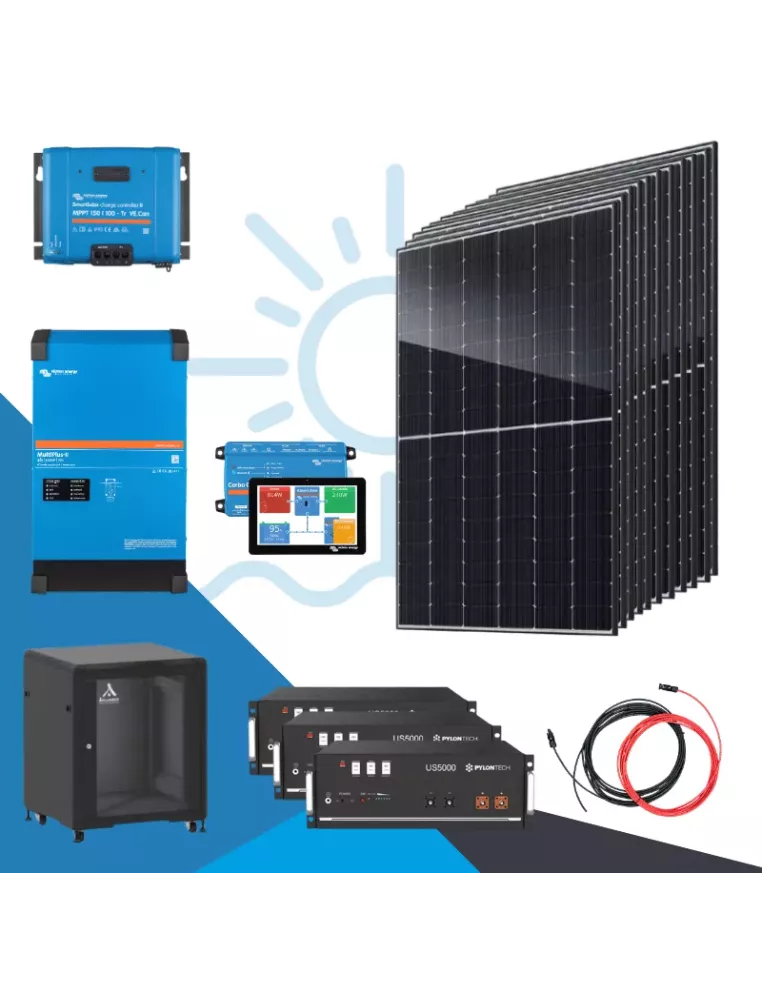 Kit solaire autonome avec batteries lithium - 5,4kWc 14,4kWh 5kVA