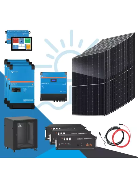 Kit solaire autonome batteries lithium - triphasé - 9,55kWc 14,4kWh 9000VA - APB-ENERGY