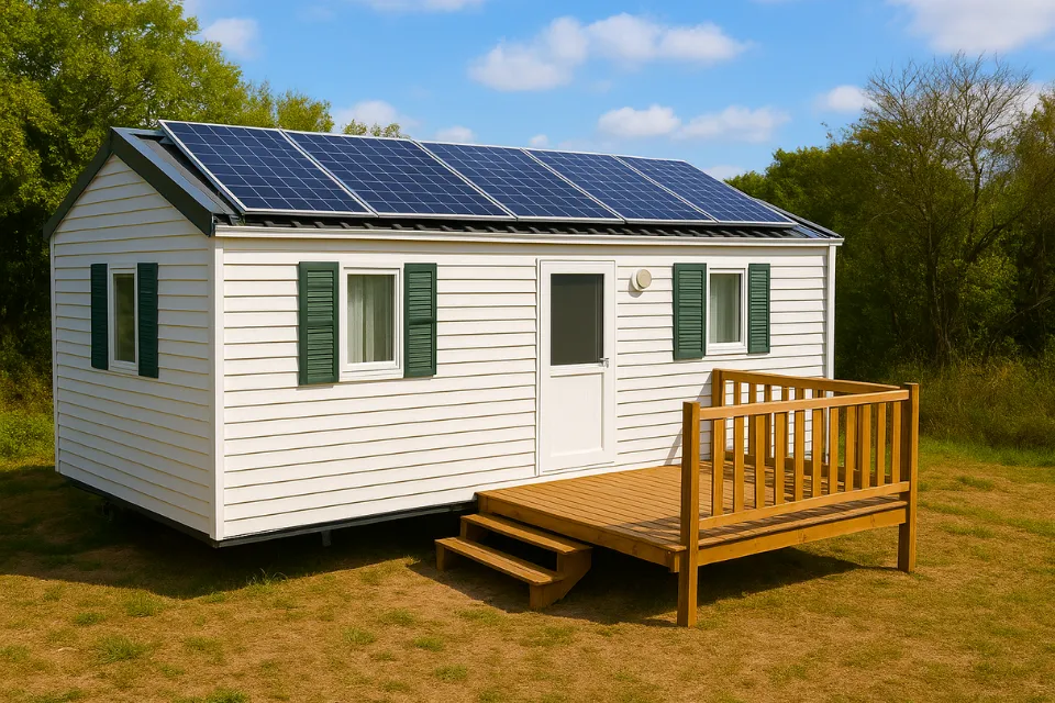 installation de panneau solaire sur un Mobil Home